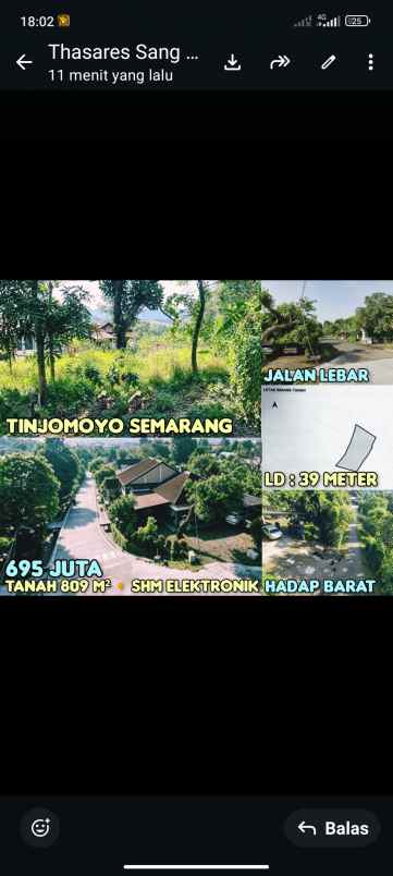 dijual tanah di tinjomoyo semarang