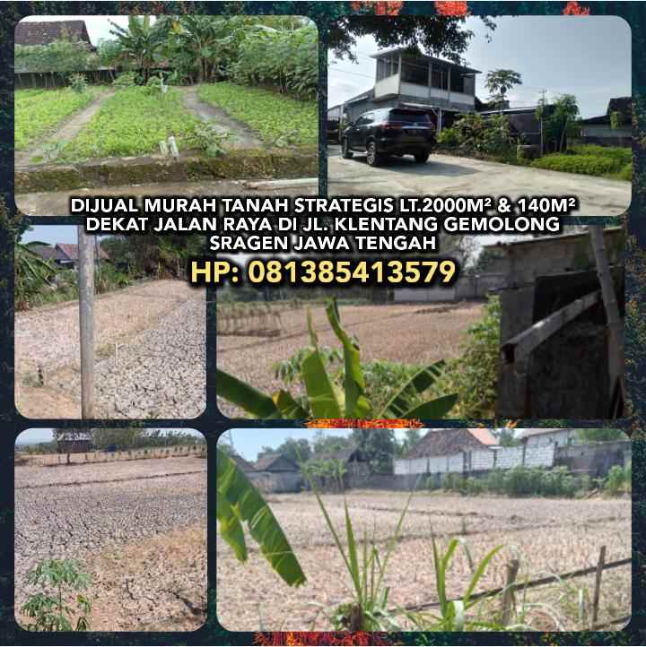 dijual tanah gemolong sragen jateng