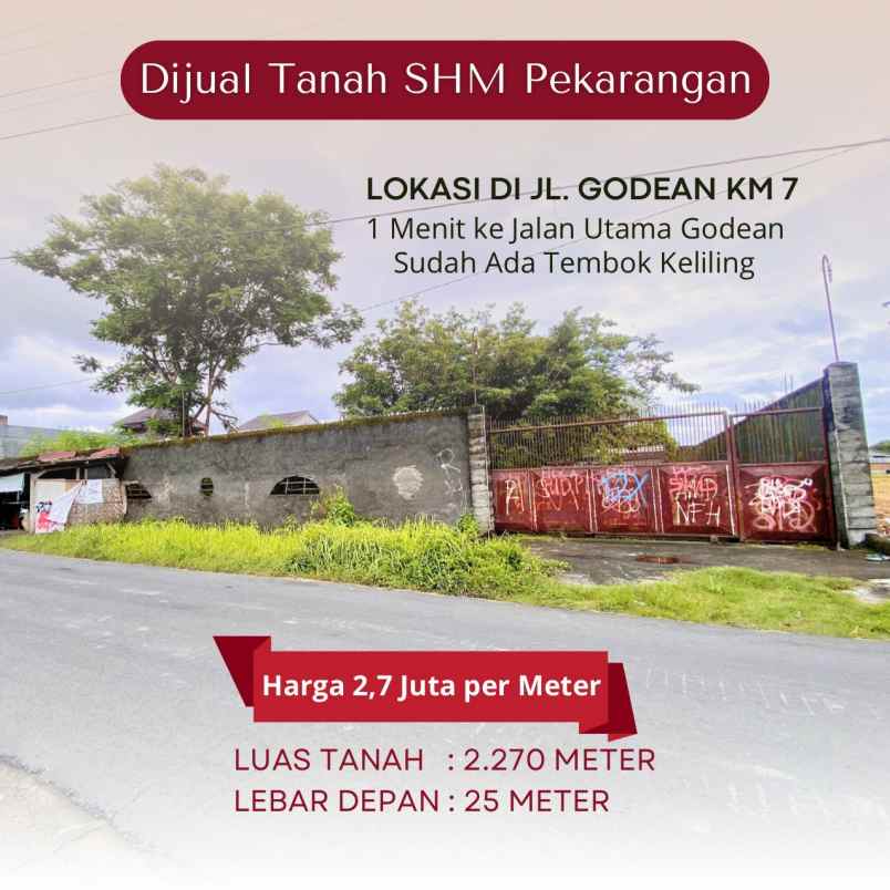 dijual tanah jalan godean km 7