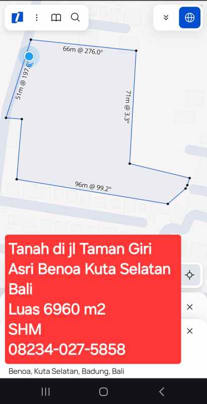 dijual tanah jalan taman giri asri