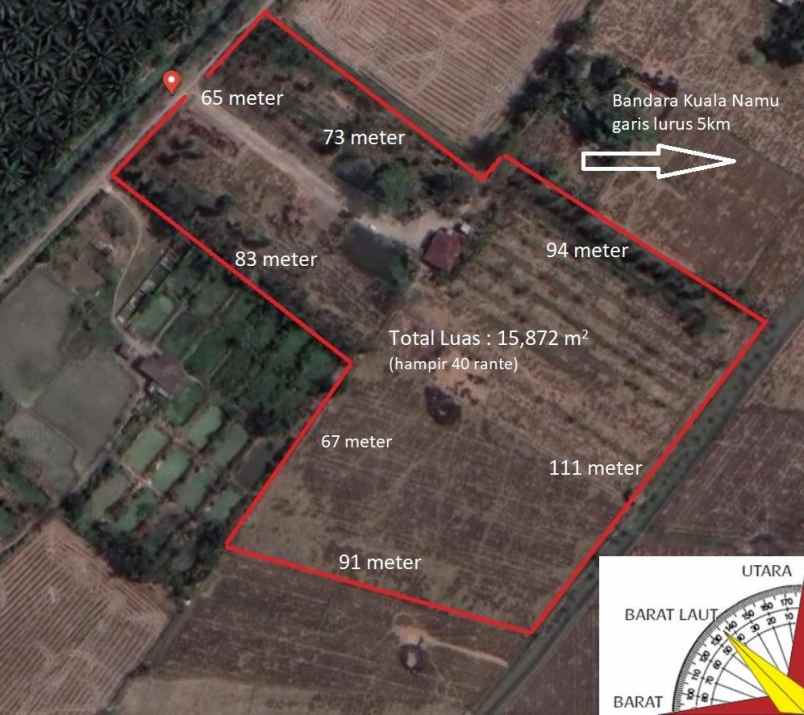 dijual tanah jl anugrah batang kuis