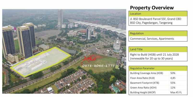 dijual tanah jl bsd boulevard