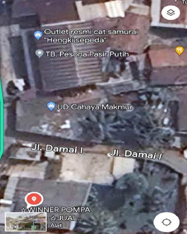 dijual tanah jl damai no 1 kel pasir