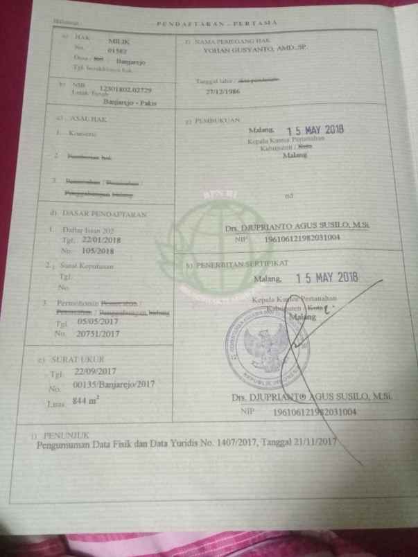 dijual tanah jl raya kedungrejo pakis