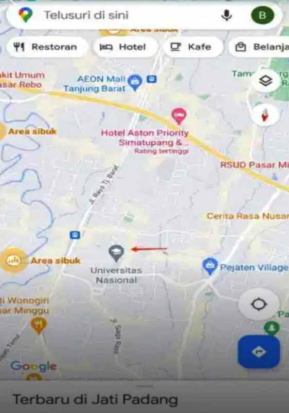 jual tanah 420 m2 di jati padang jakarta selatan