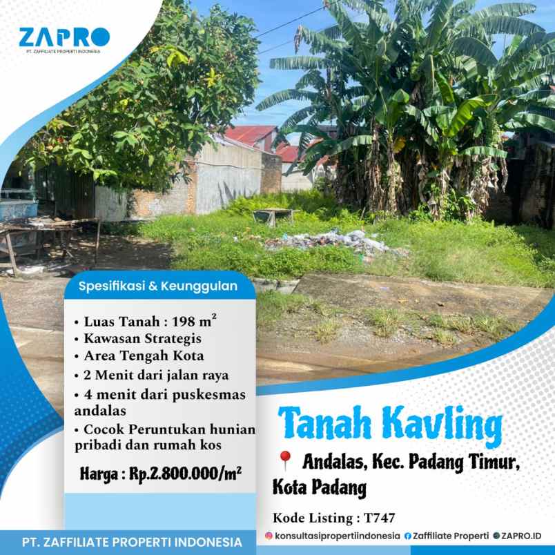 jual tanah kavling di andalas padang