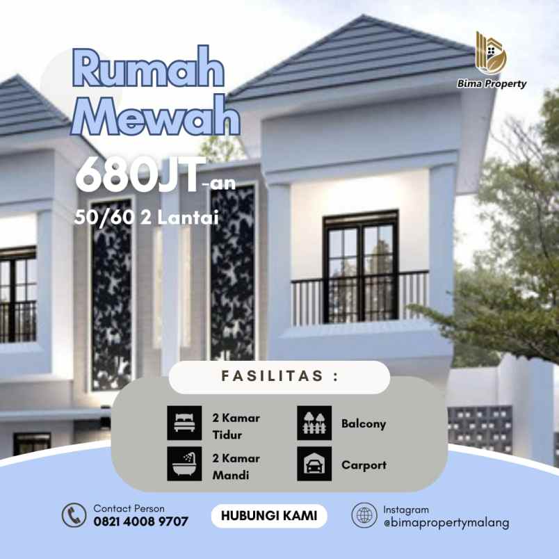 rumah 2 lantai mewah lokasi dau malang