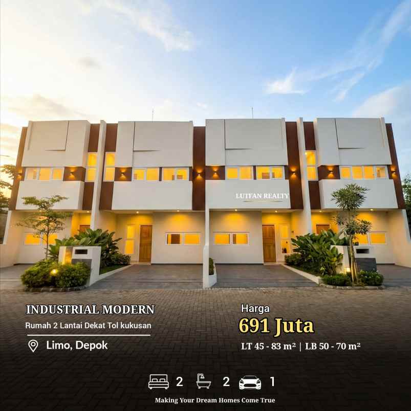 rumah cluster murah limo depok