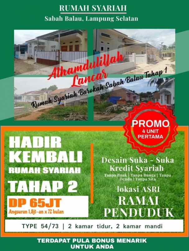 Promo Rumah Syariah Murah Sekitar Bandar Lampung