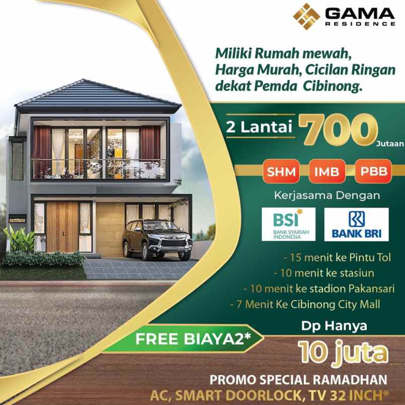 rumah mewah 2 lantai di pusat kota cibinong