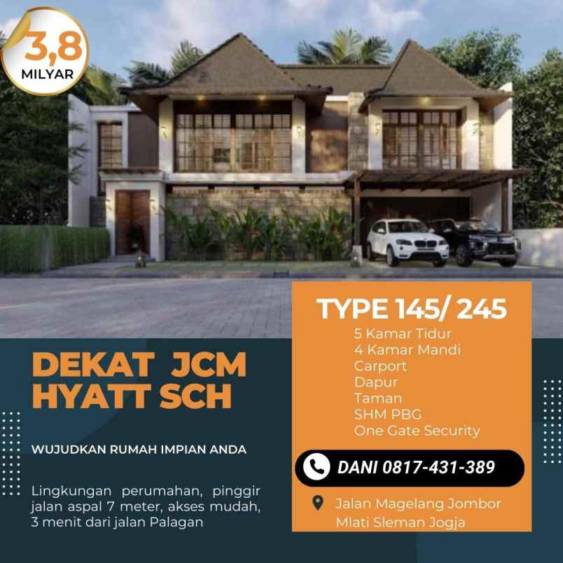 rumah mewah dijual mlati sleman 5 kamar shm one gate