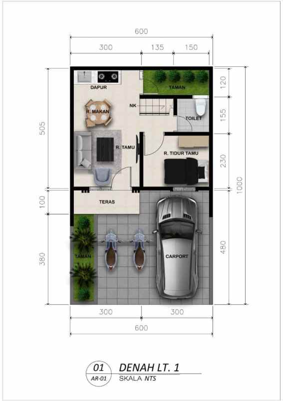 rumah minimalis plus mezzanine di cilodong depok