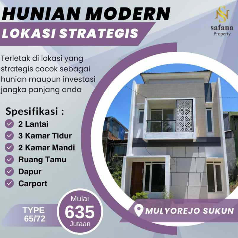 rumah modern minimalis di mulyorejo sukun