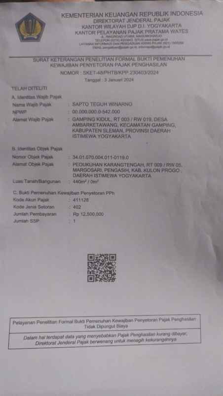 tanah luas murah dekat pusat kota wates