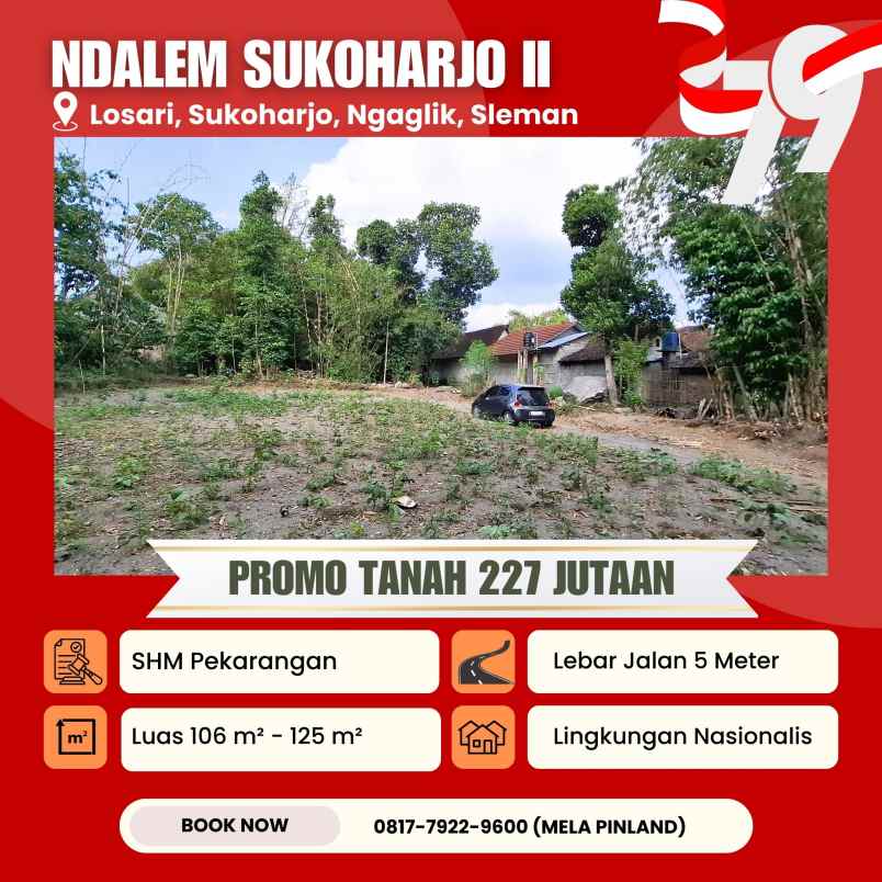 tanah shm pekarangan 2 15 jt m timur uii kampus pusat