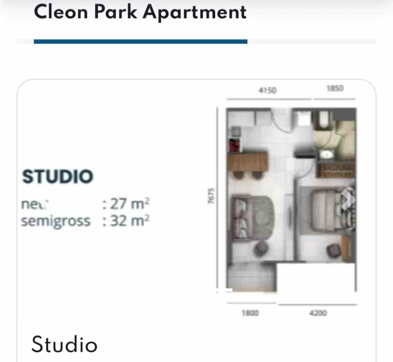 dijual apartemen cleon park unit bagus kosongan