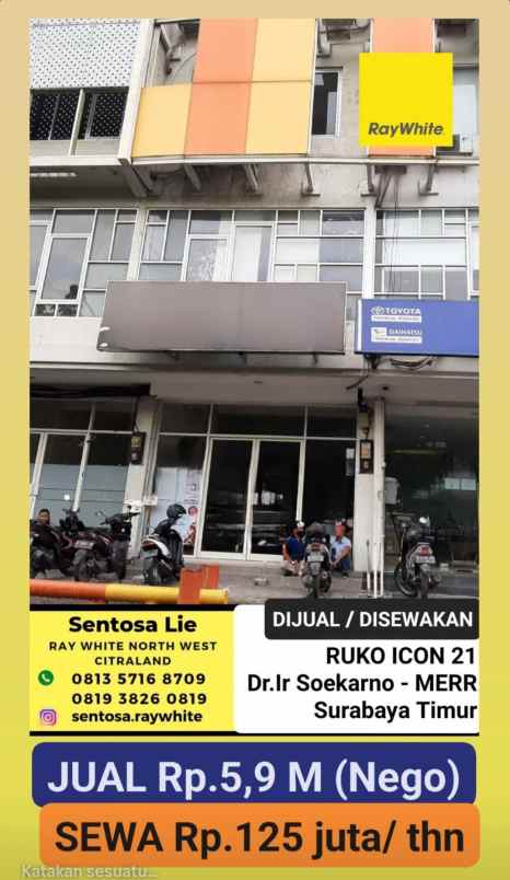 dijual ruko gudang kantor jalan ir soekarno