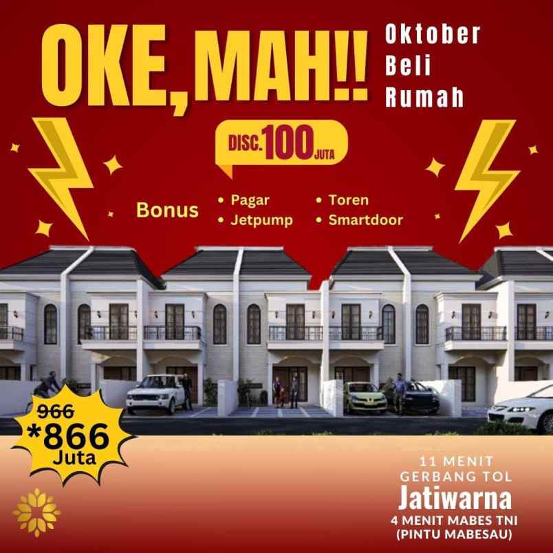 dijual rumah 2 lantai dekat gerbang tol jatiwarna