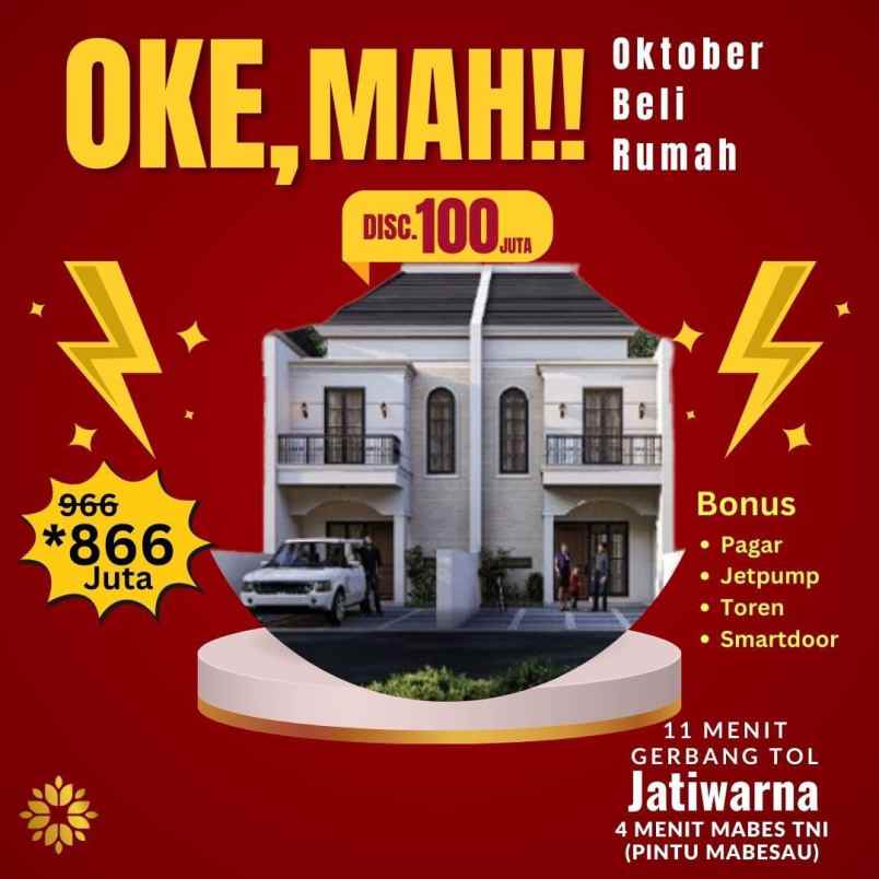 dijual rumah 2 lantai dekat gerbang tol jatiwarna