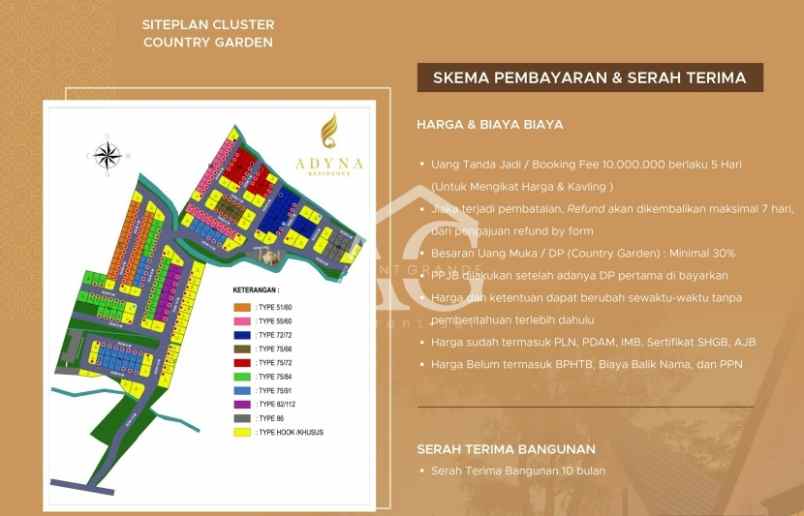 dijual rumah adyna residence country garden