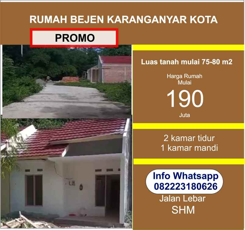 dijual rumah bejen karanganyar