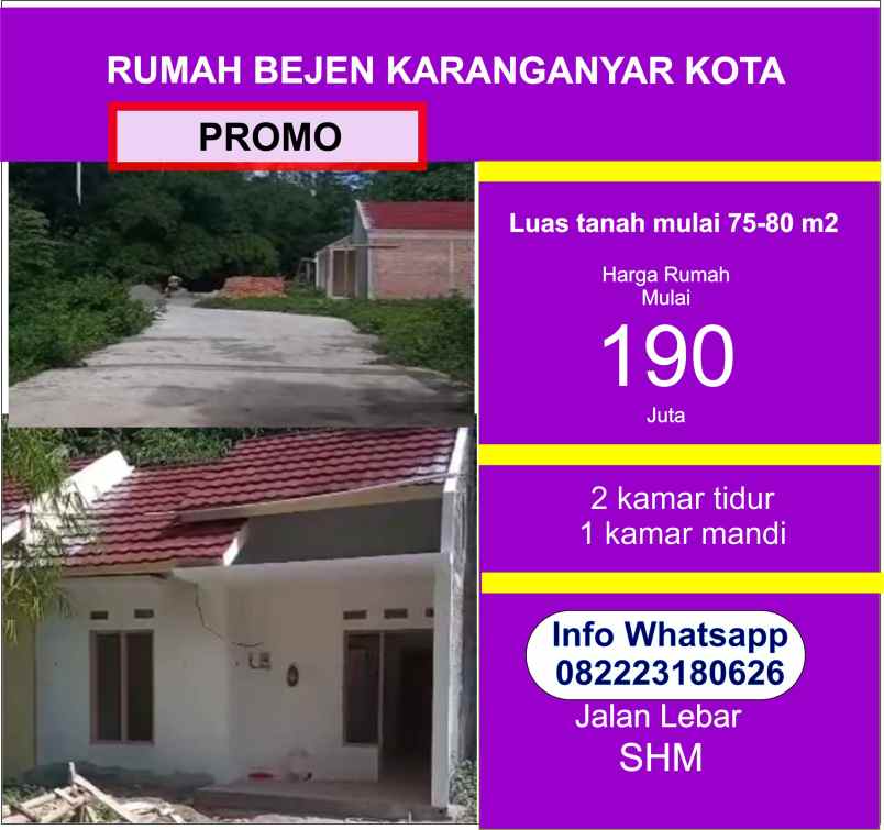 dijual rumah bejen karanganyar