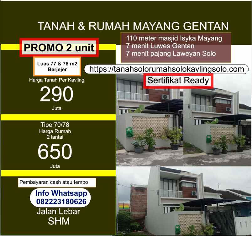 dijual rumah gentan raya mayang gatak