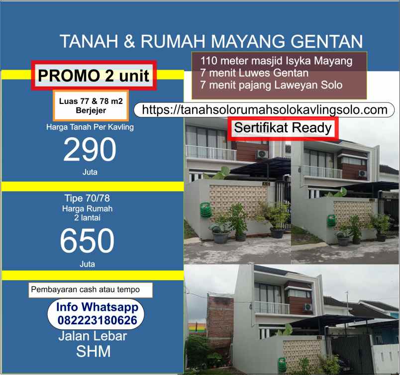 dijual rumah gentan raya mayang gatak