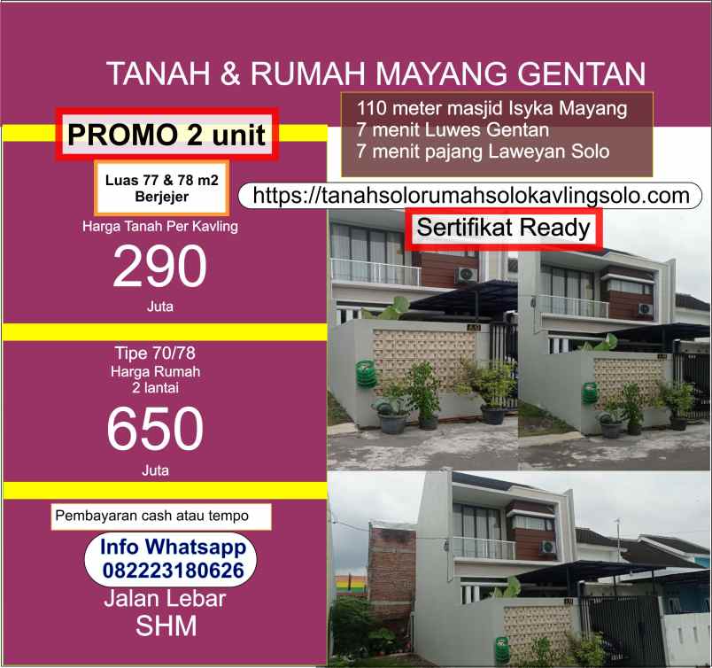 dijual rumah gentan raya mayang gatak