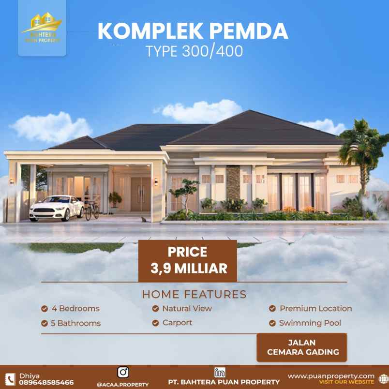 dijual rumah komplek pemda