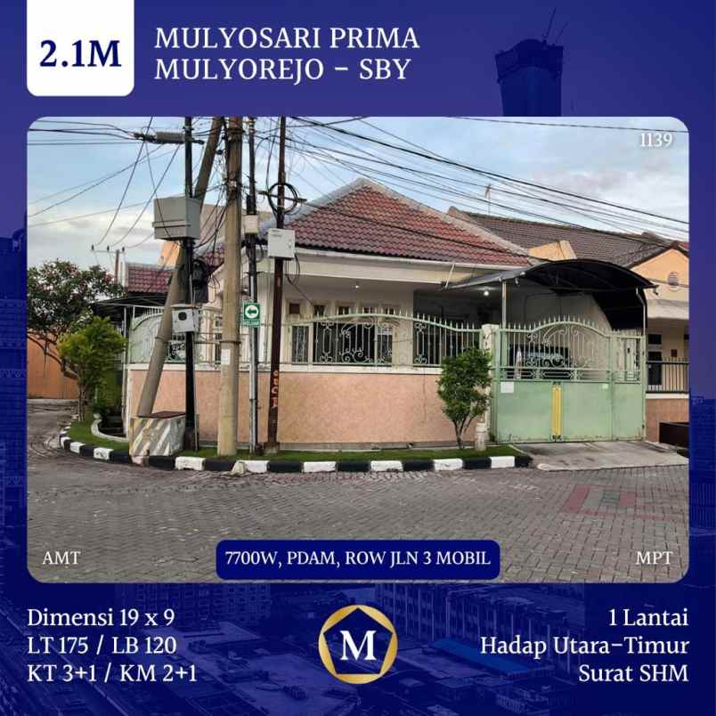 dijual rumah mulyosari prima surabaya