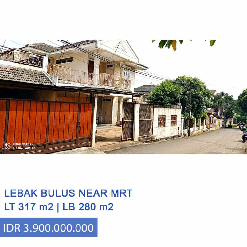 dijual rumah near stasiun mrt di lebak