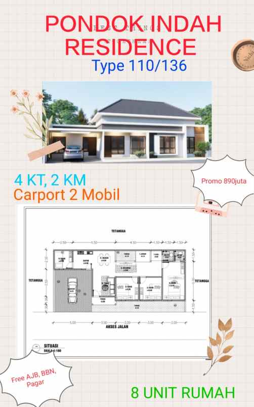 dijual rumah pondok widodomartani