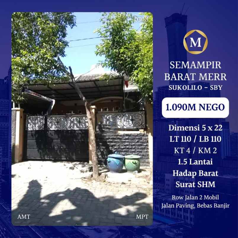 dijual rumah semampir barat surabaya