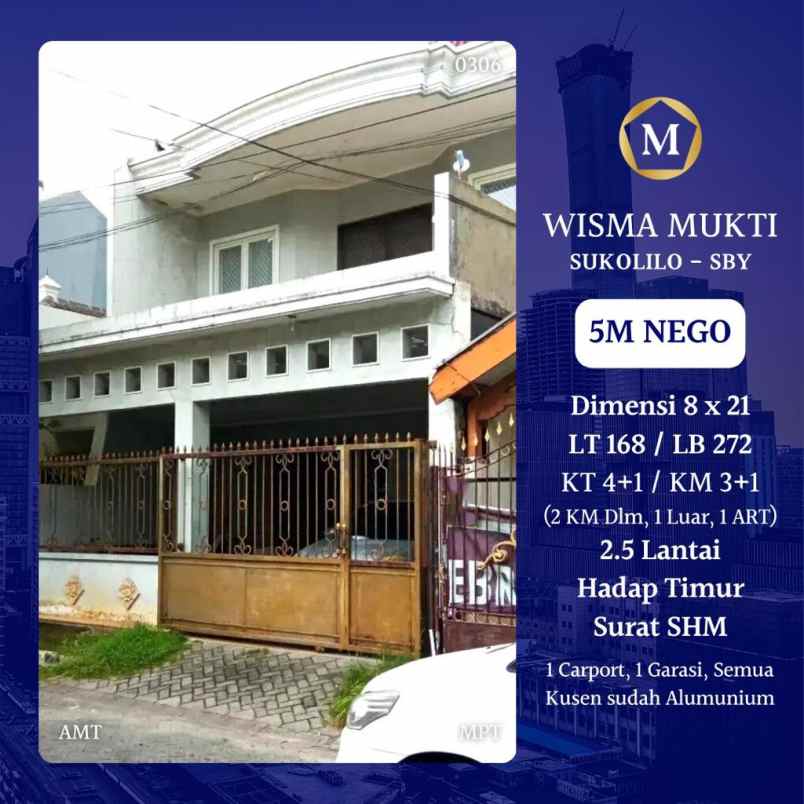 dijual rumah wisma mukti surabaya