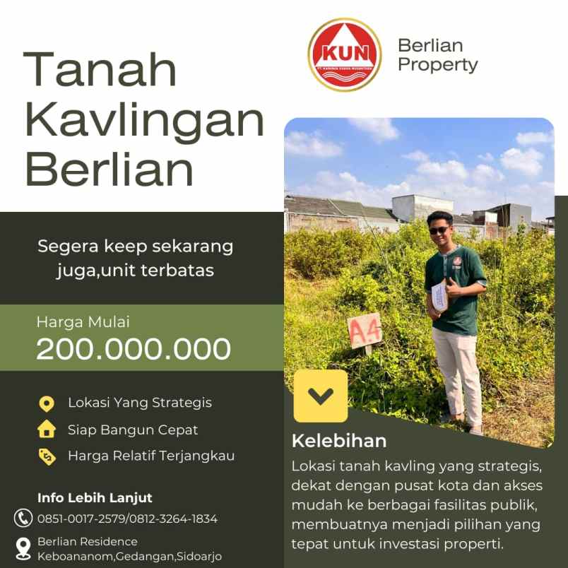 dijual tanah berlian residence 1 keboan