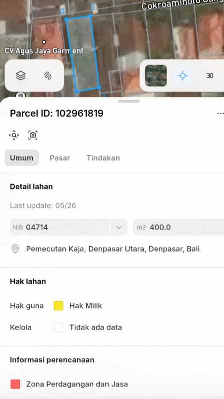 dijual tanah depan stm negeri ubung