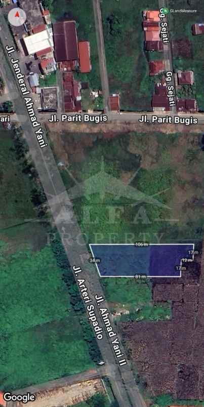 dijual tanah jalan arteri supadio