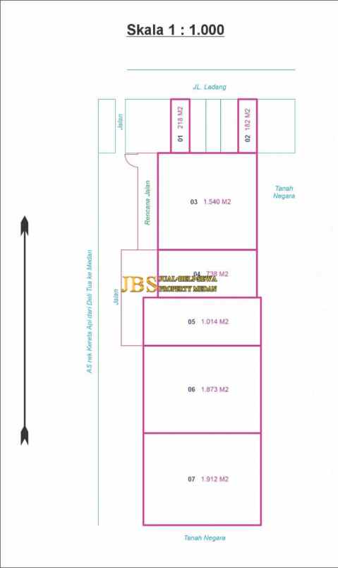 dijual tanah jalan ladang dekat jl brig
