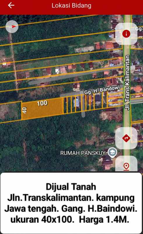dijual tanah jalan transkalimantan
