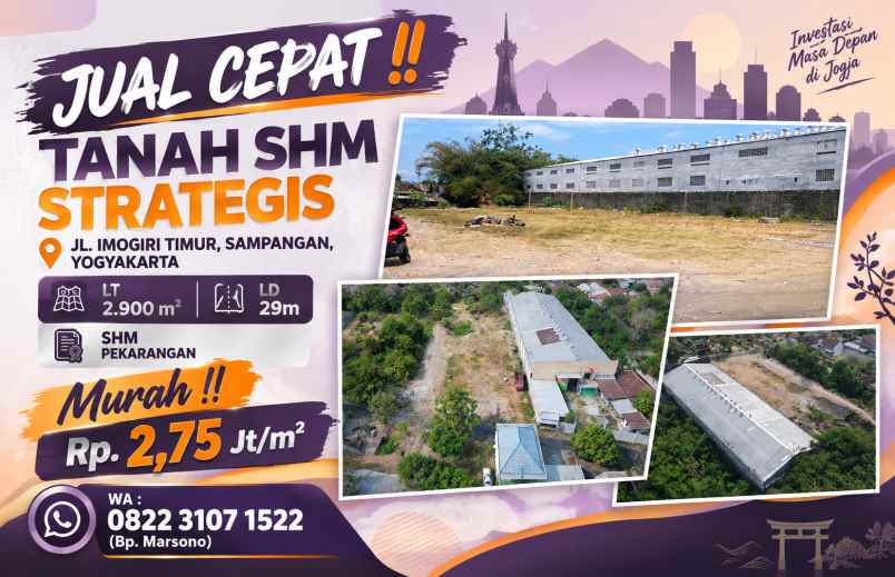 dijual tanah jl imogiri timur sampangan