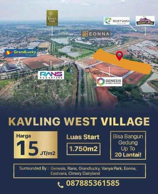 dijual tanah kavling komersial west