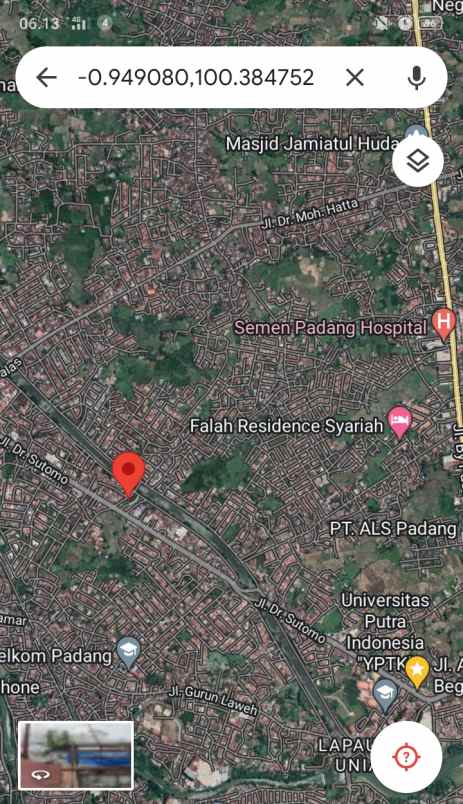 dijual tanah strategis tepi jalan kota padang