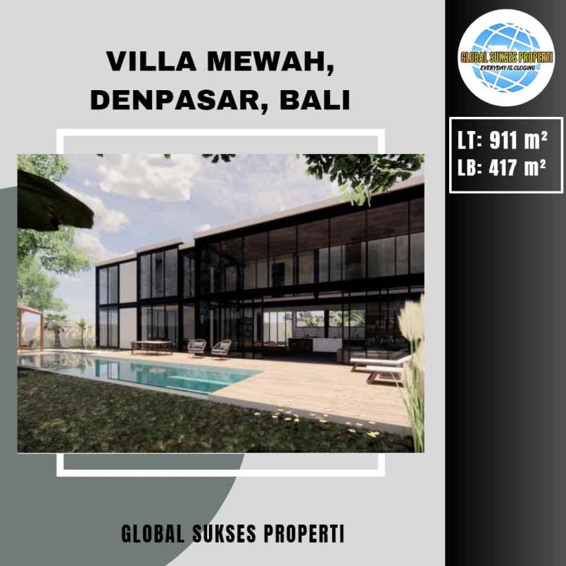 dijual villa jalan dewi madri renon