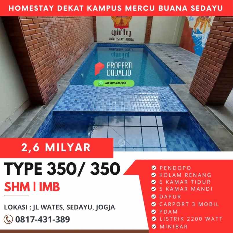 dijual villa jl wates sedayu km 10