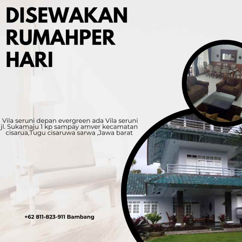 disewakan villa jl sukamaju 1 kp sampay