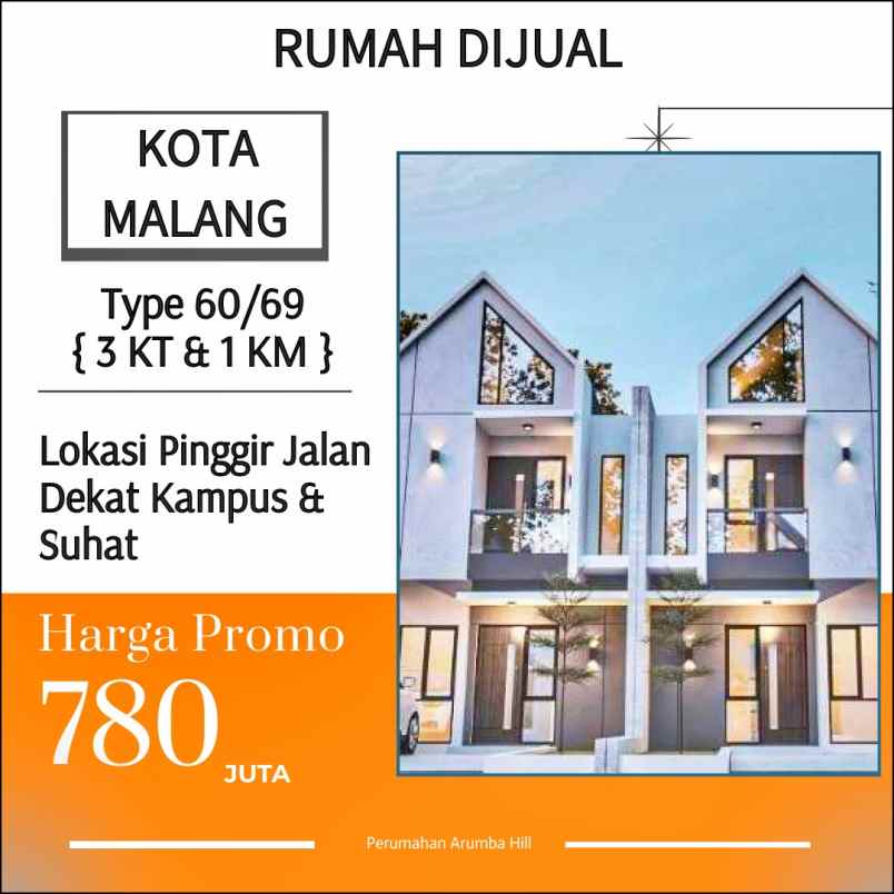 jual rumah 2 lantai di lowokwaru kota malang