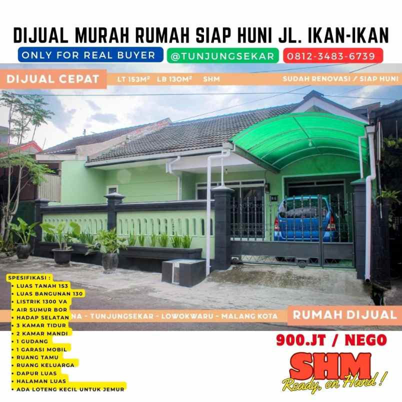 jual rumah di tunjungsekar kota malang dekat ub