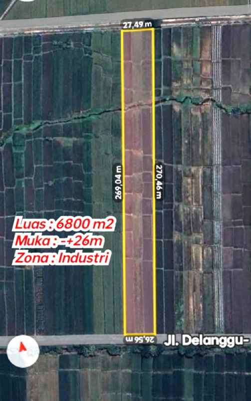 lahan industri 6800m2 diklaten jateng 550rb m2