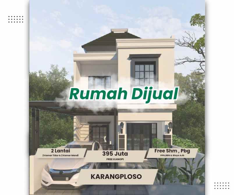 rumah 2 lantai di karangploso 395 juta shm